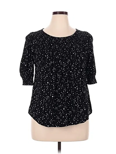 Pre-owned Terra & Sky Short Sleeve Blouse In Black