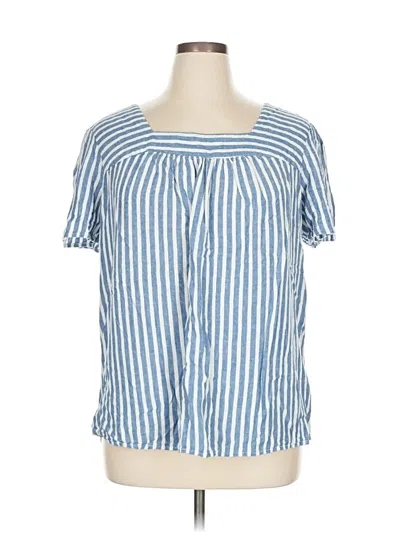 Pre-owned Terra & Sky Short Sleeve Blouse In Blue