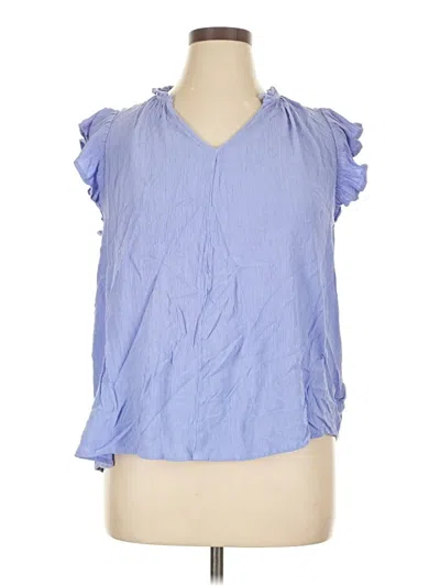 Pre-owned Terra & Sky Short Sleeve Blouse In Blue
