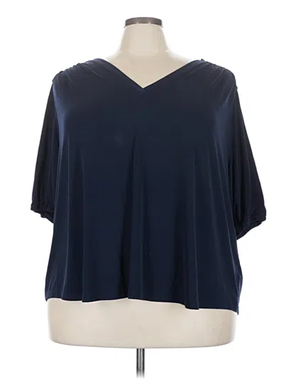 Pre-owned Terra & Sky Short Sleeve Blouse In Blue