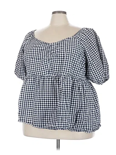 Pre-owned Terra & Sky Short Sleeve Blouse In Blue