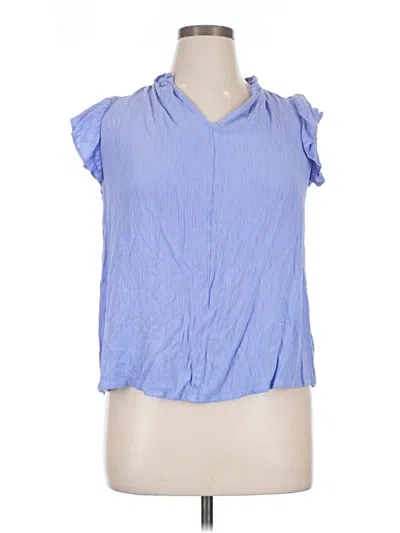 Pre-owned Terra & Sky Short Sleeve Blouse In Blue