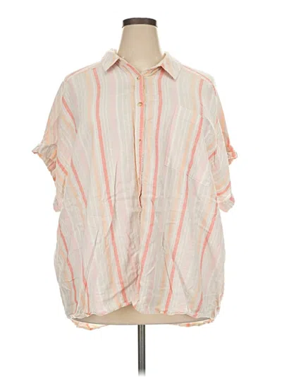 Pre-owned Terra & Sky Short Sleeve Blouse In Ivory