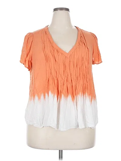Pre-owned Terra & Sky Short Sleeve Blouse In Orange