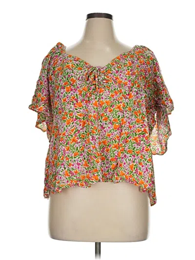 Pre-owned Terra & Sky Short Sleeve Blouse In Orange
