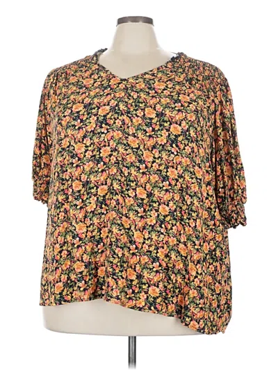 Pre-owned Terra & Sky Short Sleeve Blouse In Orange