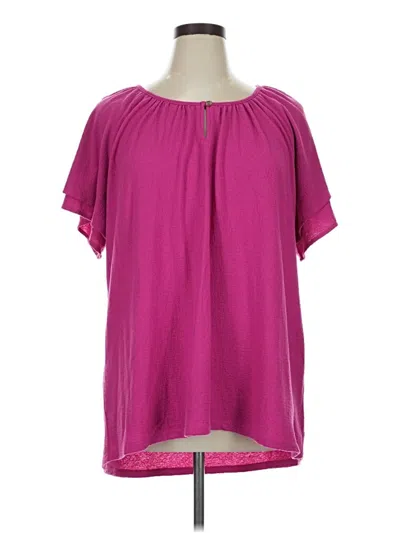 Pre-owned Terra & Sky Short Sleeve Blouse In Pink