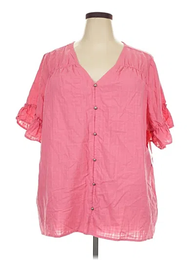 Pre-owned Terra & Sky Short Sleeve Blouse In Pink