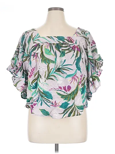 Pre-owned Terra & Sky Short Sleeve Blouse In Pink