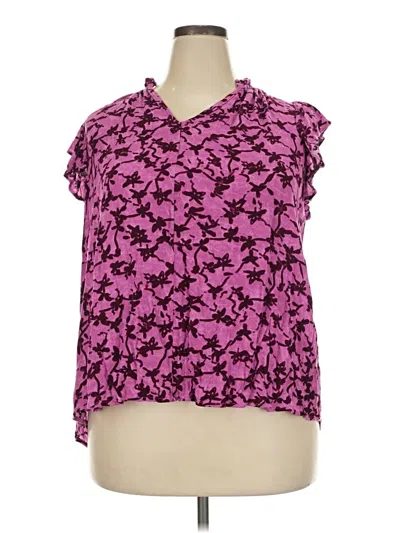 Pre-owned Terra & Sky Short Sleeve Blouse In Pink