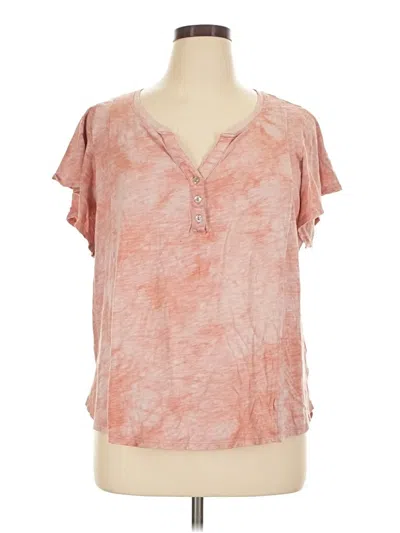Pre-owned Terra & Sky Short Sleeve Blouse In Pink