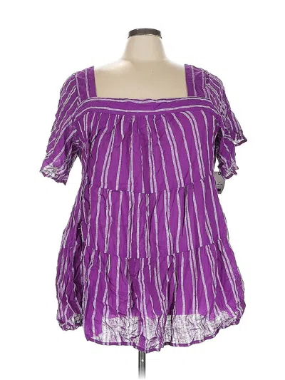 Pre-owned Terra & Sky Short Sleeve Blouse In Purple