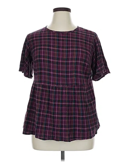 Pre-owned Terra & Sky Short Sleeve Blouse In Purple