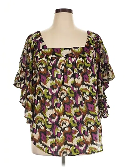 Pre-owned Terra & Sky Short Sleeve Blouse In Purple