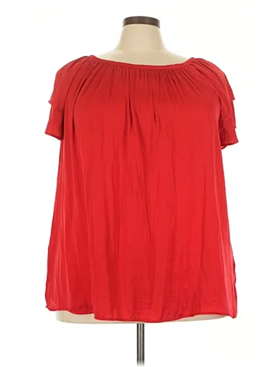 Pre-owned Terra & Sky Short Sleeve Blouse In Red