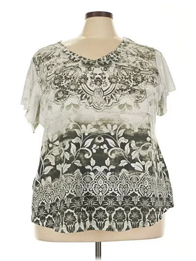Pre-owned Terra & Sky Short Sleeve Blouse In Silver