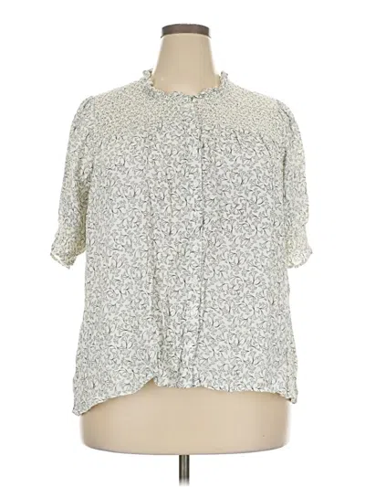 Pre-owned Terra & Sky Short Sleeve Blouse In Silver