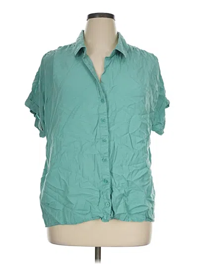 Pre-owned Terra & Sky Short Sleeve Blouse In Teal