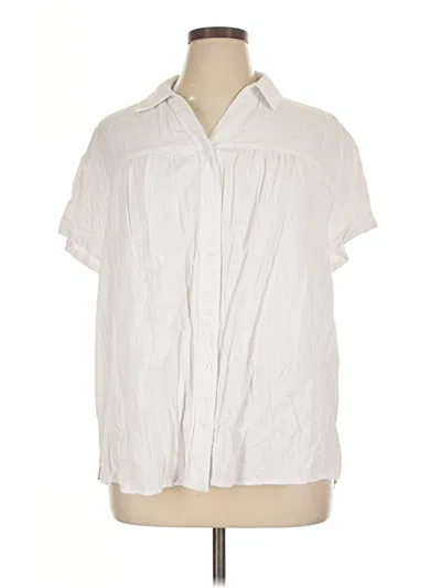 Pre-owned Terra & Sky Short Sleeve Blouse In White