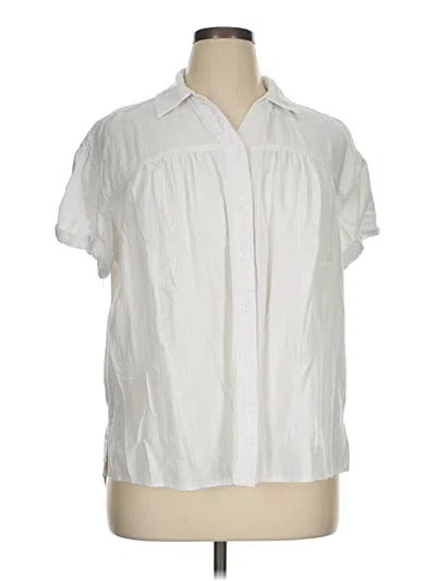 Pre-owned Terra & Sky Short Sleeve Blouse In White