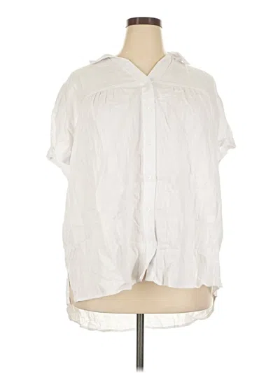 Pre-owned Terra & Sky Short Sleeve Blouse In White