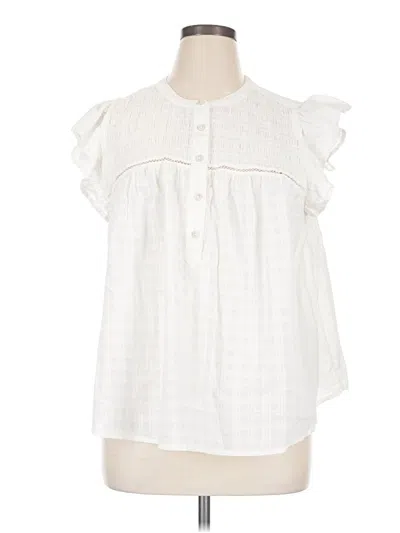 Pre-owned Terra & Sky Short Sleeve Blouse In White