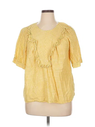 Pre-owned Terra & Sky Short Sleeve Blouse In Yellow