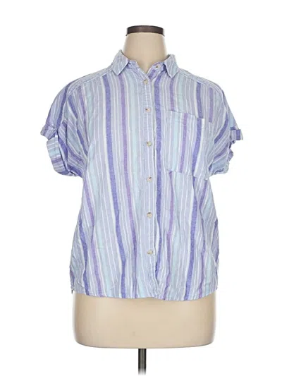 Pre-owned Terra & Sky Short Sleeve Button Down Shirt In Blue