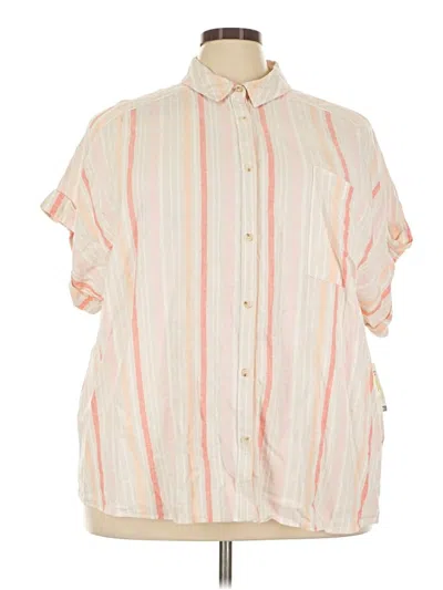 Pre-owned Terra & Sky Short Sleeve Button Down Shirt In Orange