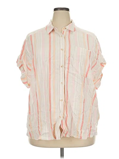 Pre-owned Terra & Sky Short Sleeve Button Down Shirt In Orange