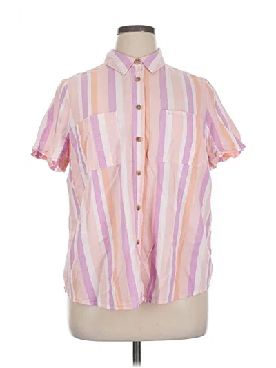 Pre-owned Terra & Sky Short Sleeve Button Down Shirt In Pink
