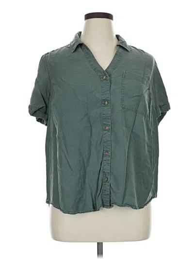 Pre-owned Terra & Sky Short Sleeve Button Down Shirt In Teal