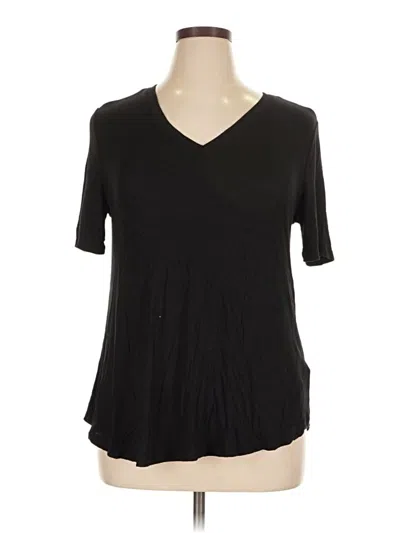 Pre-owned Terra & Sky Short Sleeve Top Black V Neck Tops