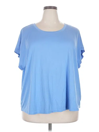 Pre-owned Terra & Sky Short Sleeve Top Blue Cold Shoulder Neckline Tops