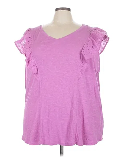Pre-owned Terra & Sky Short Sleeve Top Pink Sweetheart Neckline Tops