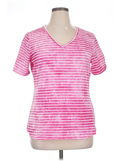 Pre-owned Terra & Sky Short Sleeve Top Pink V-neck Tops