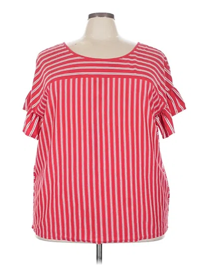 Pre-owned Terra & Sky Short Sleeve Top Red Boatneck Tops