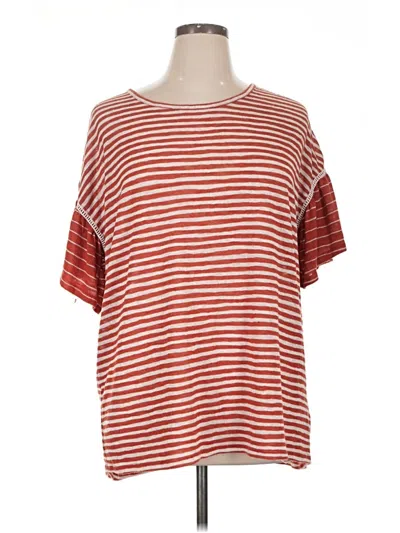 Pre-owned Terra & Sky Short Sleeve Top Red Boatneck Tops
