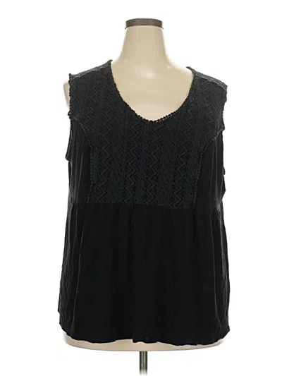 Pre-owned Terra & Sky Sleeveless Blouse In Black