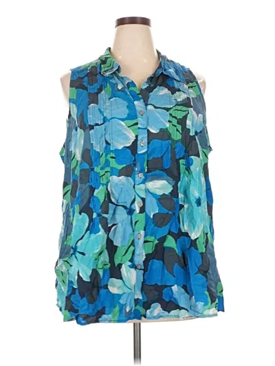 Pre-owned Terra & Sky Sleeveless Blouse In Blue