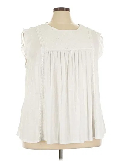 Pre-owned Terra & Sky Sleeveless Blouse In Ivory