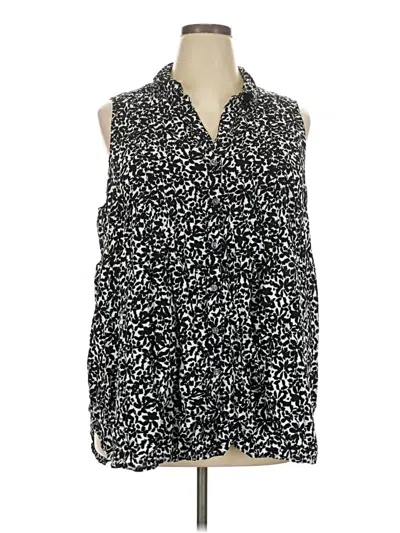 Pre-owned Terra & Sky Sleeveless Button Down Shirt In Black