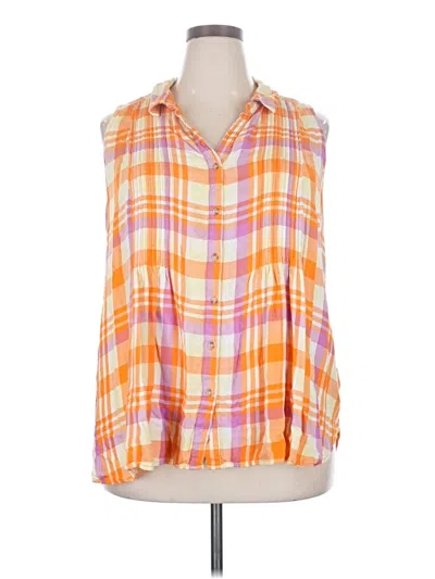 Pre-owned Terra & Sky Sleeveless Button Down Shirt In Orange