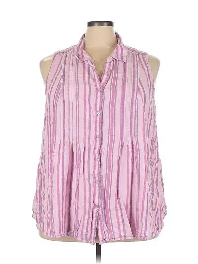 Pre-owned Terra & Sky Sleeveless Button Down Shirt In Pink