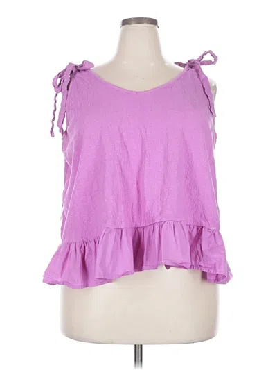 Pre-owned Terra & Sky Sleeveless Top Purple Halter Neckline Tops