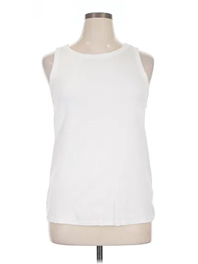 Pre-owned Terra & Sky Sleeveless Top White Halter Neckline Tops