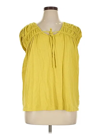 Pre-owned Terra & Sky Sleeveless Top Yellow Crew Neck Tops