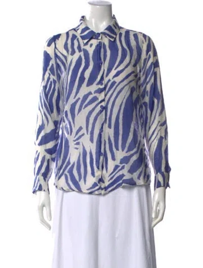 Pre-owned Terra Animal Print Long Sleeve Top In Blue