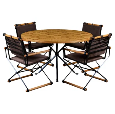 Pre-owned Terra Cleo Baldon Mid-century Dining Set For , Wrought Iron, Usa In Brown