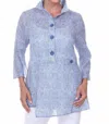 Terra Cross Hatch Print Blouse In Royal Blue